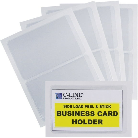 C-Line Self-Adhesive 1/2" x 2" Business Card Holders, 10 Count