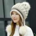 thumbnail image 2 of Hunpta Bomber Hats for Women,Fashion Keep Warm Winter Hats,Knitted Wool Hemming Hat with Hair ball, 2 of 4