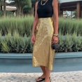 thumbnail image 5 of Women's High Waisted Maxi Long Skirts Line Skirt for Casual Gold M, 5 of 10