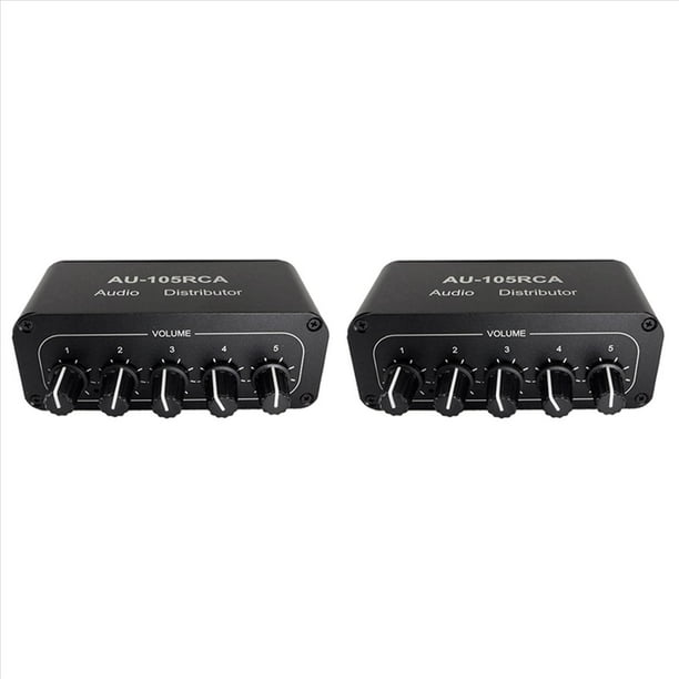 2X Distribuidor de Audio de 5 Canales Mezclador de Audio EstéReo 1 Entrada 5 Salidas Divisor para Amplificador de Potencia Audio Activo