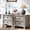 Grey, variant on Buildhom Farmhouse Nightstand with Charging Station, 2-Drawer Rustic End Table with Solid Wood Legs for Bedroom, Walnut