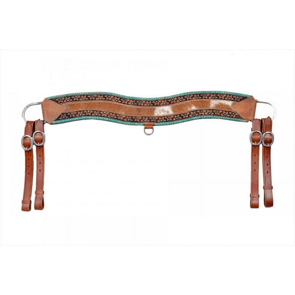 Showman Hair-On Cowhide Leather Tripping Collar w/ Teal Rawhide