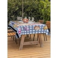 thumbnail image 2 of Outdoor Tablecloth with Umbrella Hole and Zipper, Bunny Gnomes Easter Rectangle Table Cloth 60x102 Inch Waterproof Tablecloth, Eggs Blue Checkered Farmhouse Picnic Table Cover for Patio Camping, 2 of 7