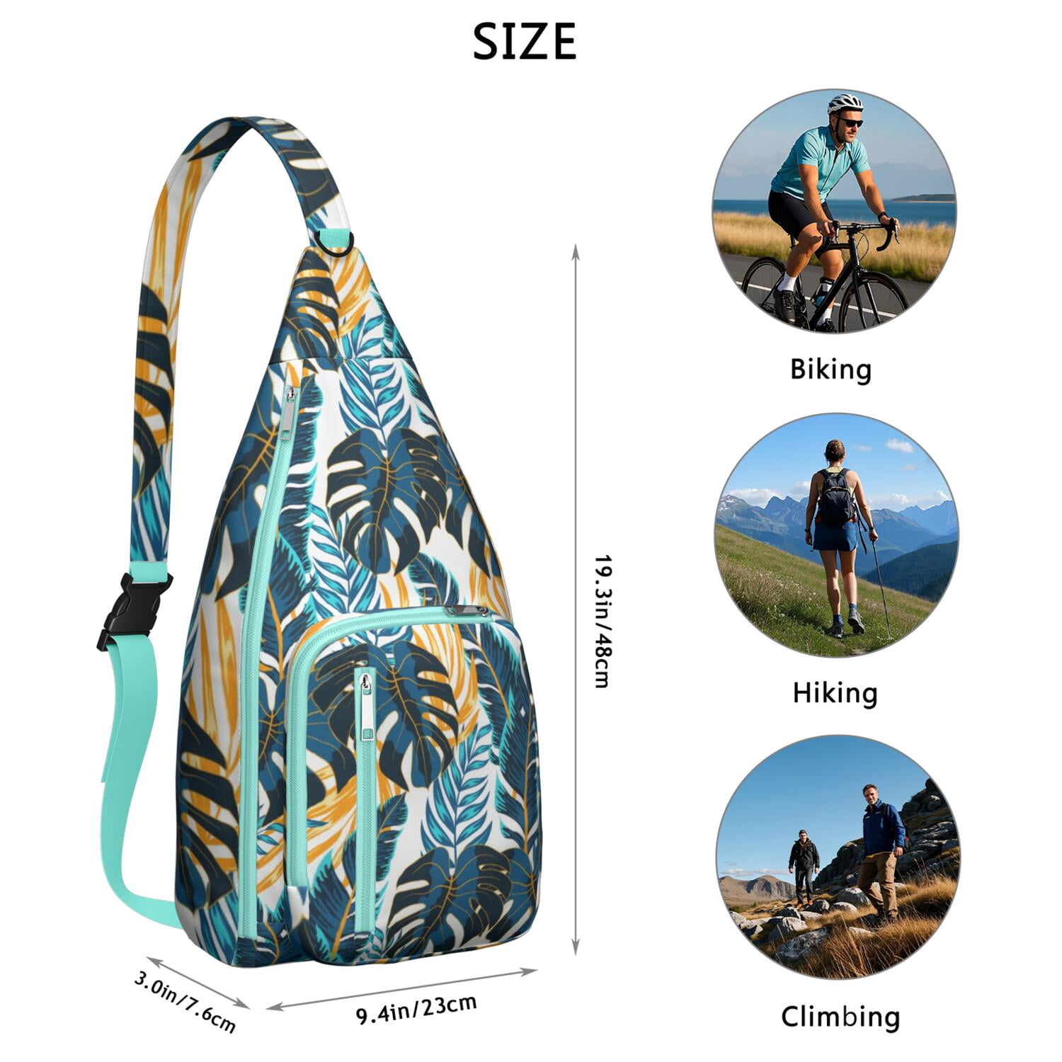 Hawaiian Hibiscus Tropical Floral Sling Bag, Lightweight Shoulder Bag for Women & Men