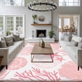 thumbnail image 4 of Coastal Pink Washable Rug 5x7 Area Rug for Living Room Bedroom Non Slip Indoor Floor Rectangle Carpet Soft Low Pile Large Ocean Coral Starfish Shell Modern Sea Entryway Rugs for Dining Room Office, 4 of 9