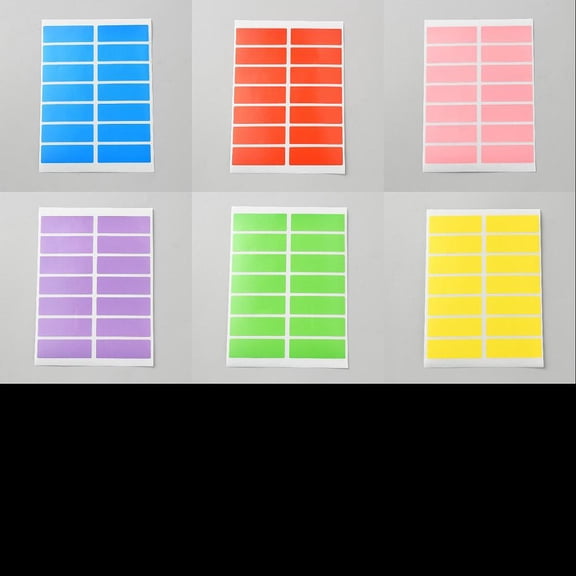 6 Sheets 84Pcs Waterproof Blank Label Stickers 115x82x0.1mm Colored Rectangle Paper Writable Adhesive Coding Label for Home Office School Reading Working Supplies DIY