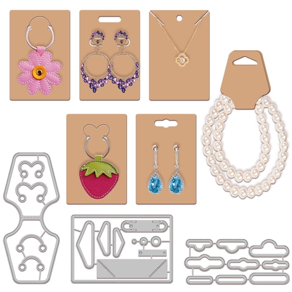 1set 24pcs Earring Display Cards Cutting Dies Metal Jewelry Card Die Cuts Embossing Stencils Template for Paper Card Making Decoration Scrapbooking Album Craft Decor