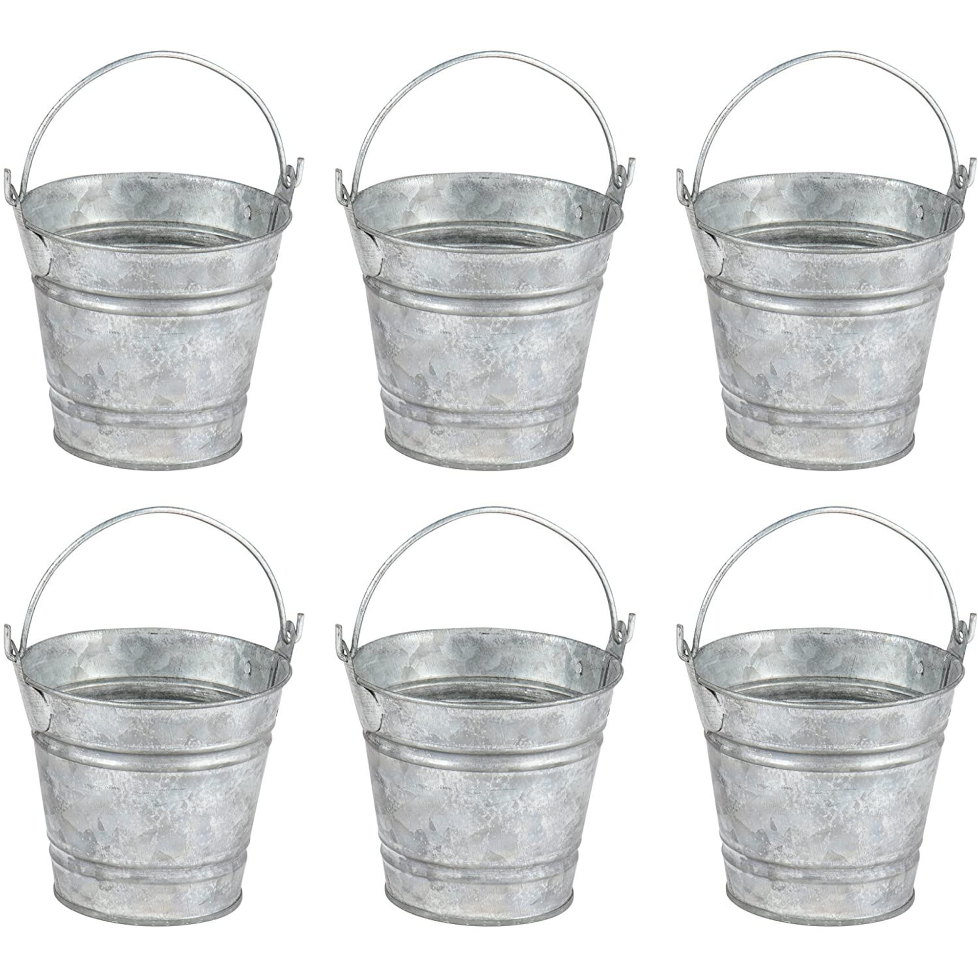 Colored Mini Metal Buckets - 3-Pack Colorful Tin Pails with Handles,  Small-Sized for The Beach, Party Favors, Easter, Candy, or Garden;  5.25X3.75X4.75; Emerald color 