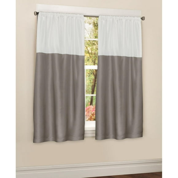 Panneau de rideau à passe-tringle Red Label en similisoie de 160 cm (63 po) bicolore, taupe et blanc