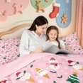 thumbnail image 5 of Manfei Christmas Retro Santa Claus 7-Piece King Bedding,Merry Bow King Bed in a Bag,Pink Reversible, 5 of 7