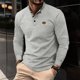 thumbnail image 2 of Playeras De Algodon Para Hombre, Camiseta Informal De Otoño A Cuadros, Camiseta De Manga Larga Con Solapa Y Botones, 2 of 6