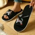 thumbnail image 4 of CYRBOKO Fuzzy Slippers for Women, Comfy Badroom Warm Open Toe Houses Slippers Black Size 7-8, 4 of 8