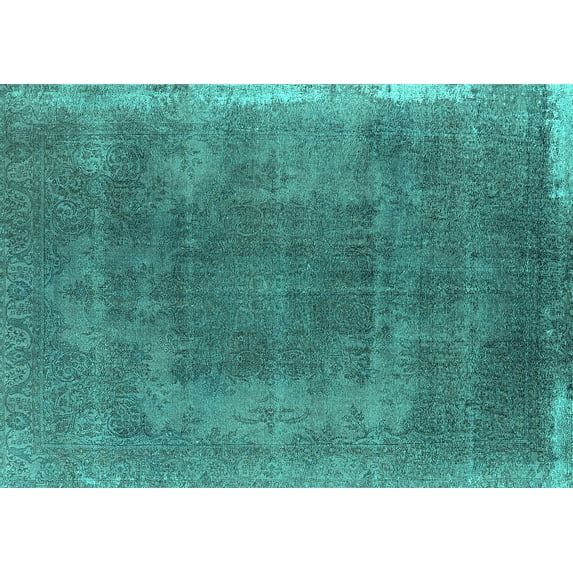 Ahgly Company Indoor Rectangle Oriental Turquoise Blue Industrial Area Rugs, 4' x 6'