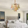 thumbnail image 2 of FINE MAKER 20-inch French creative glass chandelier, 5-head bedroom chandelier, dining room and living room three-color lighting fixture (with light source), 2 of 8