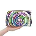 thumbnail image 4 of Large Clutch Leather Makeup Bag, Line Circles Lollipop Travel Toiletries Bag, Ladies Cosmetic Storage Bag, 4 of 8