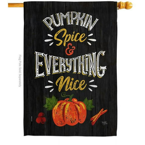 Breeze Decor H112104-BO 28 x 40 in. Pumpkin Spice Nice House Flag with Fall Halloween Double-Sided Decorative Vertical Flags Decoration Banner Garden Yard Gift