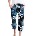 thumbnail image 2 of LEBONYARD Trousers for Women High Waisted,Womens Pants Clearance under $10,Women Casual Pants Straight Leg Drawstring Elastic Waist Loose Comfy Trousers with Pockets Blue L, 2 of 5