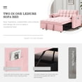 thumbnail image 4 of DEALTOPS Convertible Loveseat 55" 3-in-1 Multi-Functional Pull-Out Bed, Pink Velvet, 4 of 7
