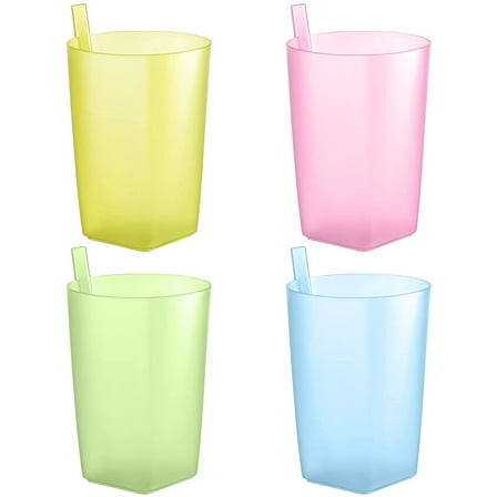 Sippy Cup 4Pcs Toddler Sip Cups with Built in Straw Kids Drink Cups with Straws