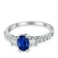thumbnail image 3 of Oval Accent Wedding Ring Blue Sapphire CZ 925 Sterling Silver Size 6, 3 of 7