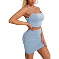 thumbnail image 1 of Womens 2 Piece Outfits Set Ruched Cami Crop Top Bodycon Skirt Mini Club Dress, 1 of 5