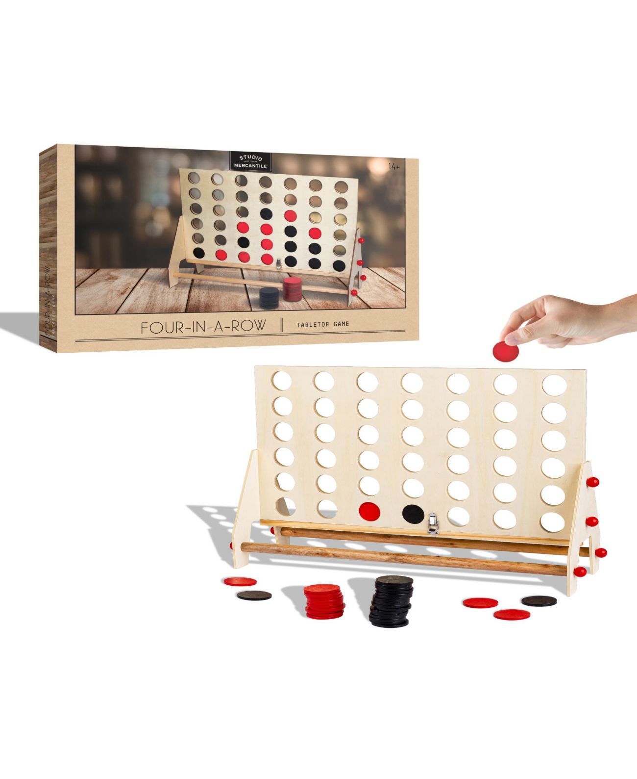 Studio Mercantile Jumbo Wooden Gaming Set, 4 in a Row