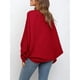 thumbnail image 4 of Suéter Holgado de Cuello Redondo y Larga con Mangas Abullonadas y Mangas Murciélago para Mujer Rojo L, 4 of 6