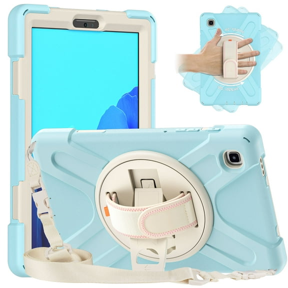 Samsung Galaxy Tab A7 Lite 8.7 inch Case 2021(SM-T220/T225/T227), Allytech Anti-Shock Kidsproof Case with Adjustable Hand Strap & Carrying Shoulder Strap & Rotating Stand & S Pen Slot, Blue