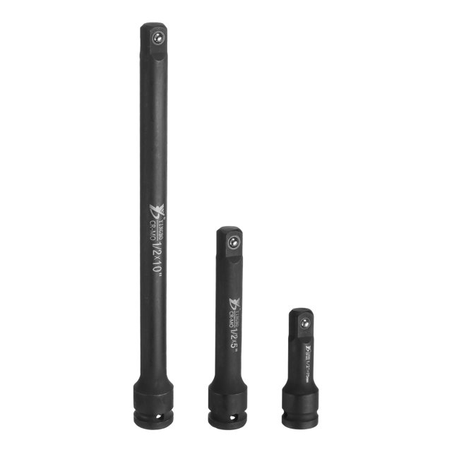Uxcell 1/2" Drive Impact Extension Bar 3" 5" 10" Wrench Extender Black 3-Piece Set