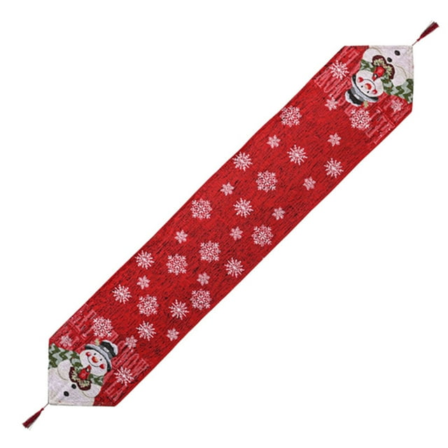 Cateissary Camino de de Navidad, mantel de tela para interiores, mantel con diseño de copo de nieve y muñeco de nieve, mantel para reuniones en Kits de decoración para fiestas