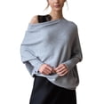 thumbnail image 4 of fastboy Asymmetric Batwing Sleeve Sweater Stylish And Versatile Long Batwing Sleeve Sweater Off Shoulder Light blue, 4 of 6
