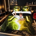 thumbnail image 3 of meiyoeat Neon Lightning Gaming Full Size Comforter Sets for Boys Girls, Electric Gamer Bedding Sets, Yellow Green, Black Reversible 3pcs, 1 Comforter and 2 Pillowcases, 3 of 6