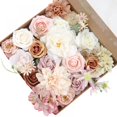 thumbnail image 1 of Conjunto de caja combinada de flores artificiales, flores falsas, hojas de flores a granel con tallos para hacer ramos de boda, centros de mesa, fiestas de bienvenida al bebé, decoraciones para el, 1 of 5