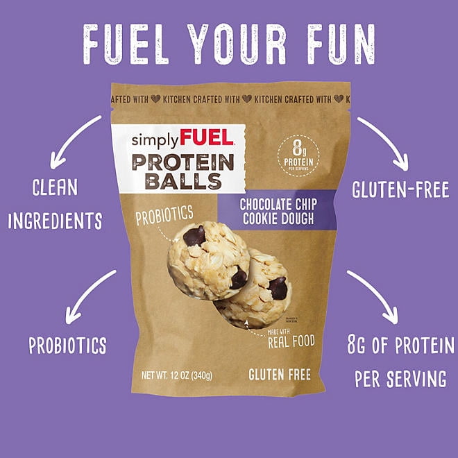simplyFUEL Chocolate Chip Cookie Dough Protein Balls, 12 oz.