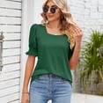 thumbnail image 4 of DondPO Tshirts Shirts for Women Short Sleeve Shirts Summer Solid Square Neck Princess Sleeve Short Sleeve Loose Women's T Shirt Top Womens Tops Summer Tops for Women Green 1 XXL, 4 of 5