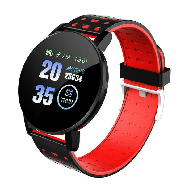Colorido reloj inteligente con pantalla táctil, impermeable, rastreador de ejercicios, frecuencia cardíaca, presión arterial, reloj inteligente, rojo Guardurnaity EL2275-03B