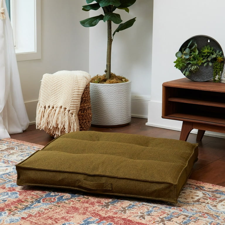 Square Tufted Floor Pillow Black Large 40 in. Walmart