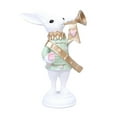 thumbnail image 2 of Easter Bunny Figurines With Trumpet & Scepter Decorations, Festive Home Accents For Coffee Table Bedroom Dining Table Easter Decor, Crafted Lifelike, 2 of 5