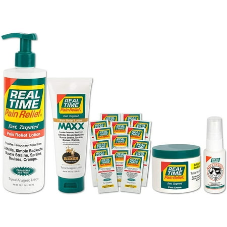 Relief Package - Real Time Pain Relief Family Convenience Package, Pain Cream, MAXX Relief, Foot Cream, Pet Spray, 30 Travel Packets