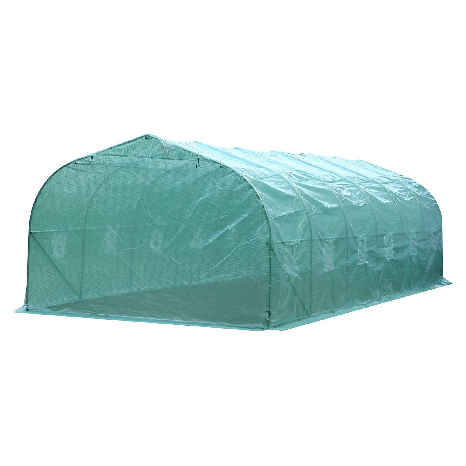Green Outsunny 26 x 10 x 6.5 Large Outdoor Heavy Duty Walk-in Greenhouse