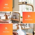 thumbnail image 3 of Sunrinx Brushed Gold Waterfall Kitchen Faucet with Temperature Display, Single-Handle Kitchen Faucet with Pull Down Sprayer, Three Water Outlet Modes Modern Kitchen Sink Faucet, 3 of 9