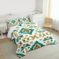 thumbnail image 4 of Manfei Vintage Aztec Print Queen Comforter Set,Rustic Farmhouse Cabin Bedding Sets,White Cyan Orange Bedding Comforter Set For Adults,Luxury Bedroom Decor Reversible,3 Pieces, 4 of 9