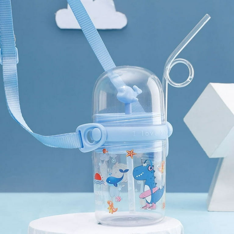 250ml Portable Baby Feeding Cups with Straw Water Bottle Dolphin