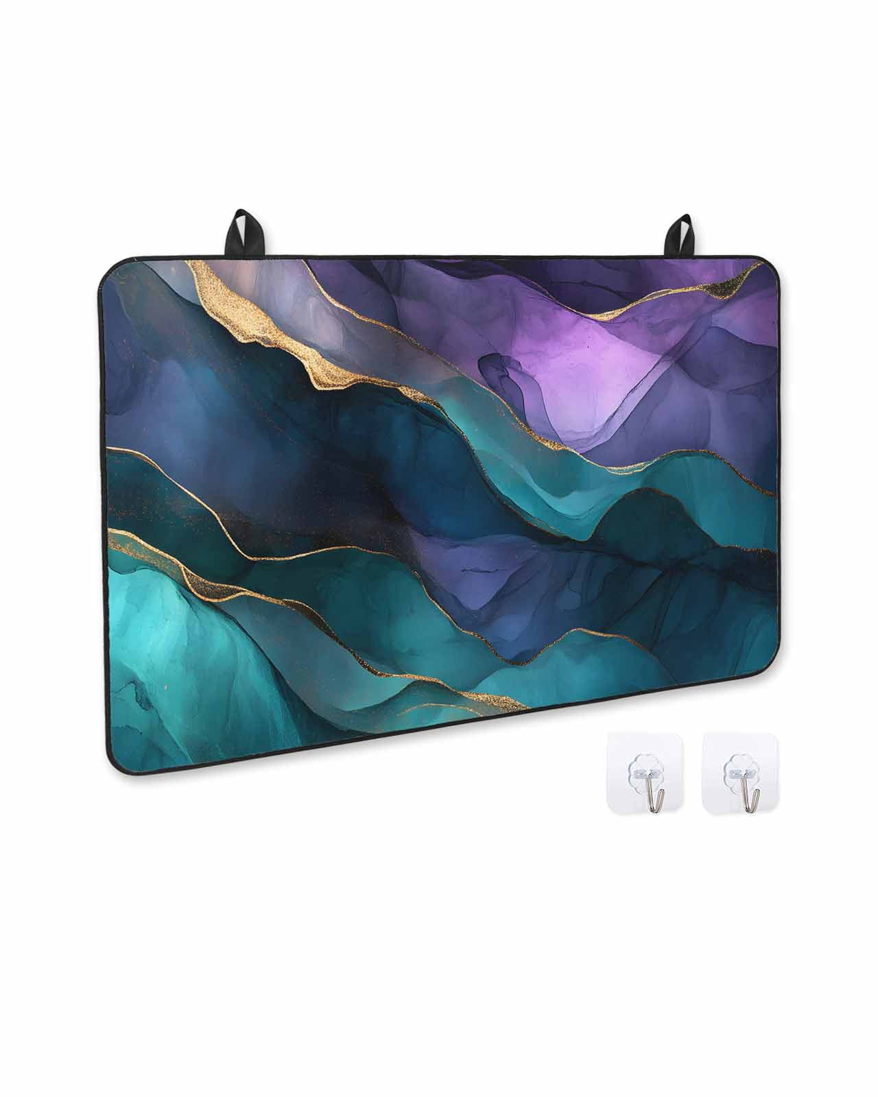 nqOlkjepod Large Induction Cooktop Protector Mat 36"x21", Purple Blue Ombre Stove Top Covers for Electric Stove, Modern Luxury Abstract Marble Texture Stove Burner Cover Mats, Glass Top Stove Cover