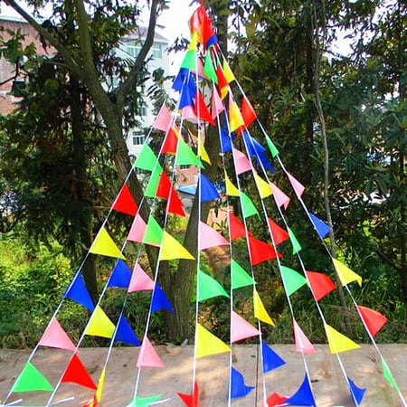 Twirling Flags Sale Arzil 125 Feet Pennant Streamers Multi-Colored Flag Triangle String Banner Nylon Buntings Decor for Grand Openings Birthday Parties Picnics Festival or Any Celebration Events ()