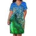 thumbnail image 3 of Vestido holgado con bolsillos y gemas minerales de ágata sintética verde y azul, elegante y chic, para mujer, promoción de ropa de verano 2025, 3 of 7