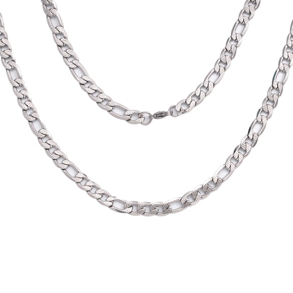 Iron Saints Men Diamond Cut Figaro Link Necklace, Stainless Steel, Men Chain Steel Necklaces