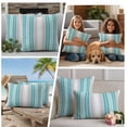 thumbnail image 5 of Turquoise Aqua Stripes Outdoor Waterproof Pillow Covers, Modern Minimalist Abstract Lines Decorative Rectangle Throw Pillowcase Sofa Cushion Sham for Patio/Couch/Chair, 20"x12" 2 Pack, 5 of 8