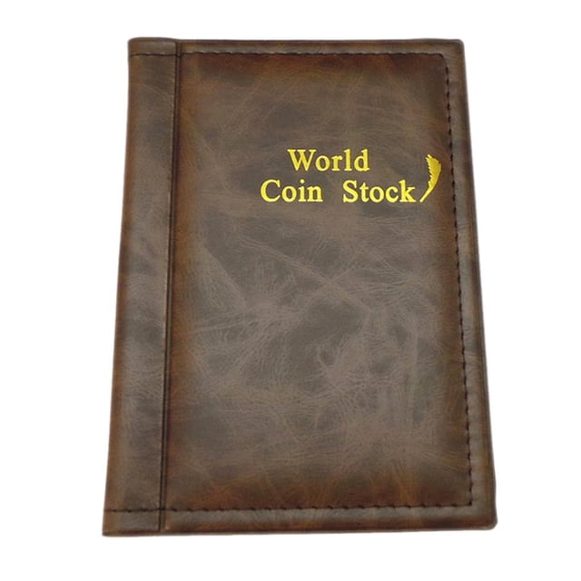 120 Monedero Coleccionista Almacenamiento Money PU , Marrón