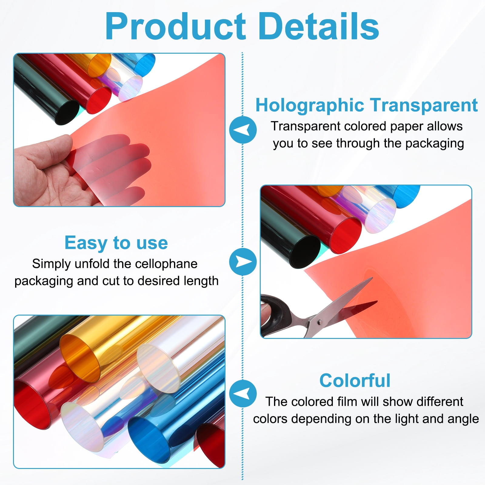 Uxcell Iridescent Window Film,24" x 39" Holographic Fabric Dichroic Film Roll,Laser Blue